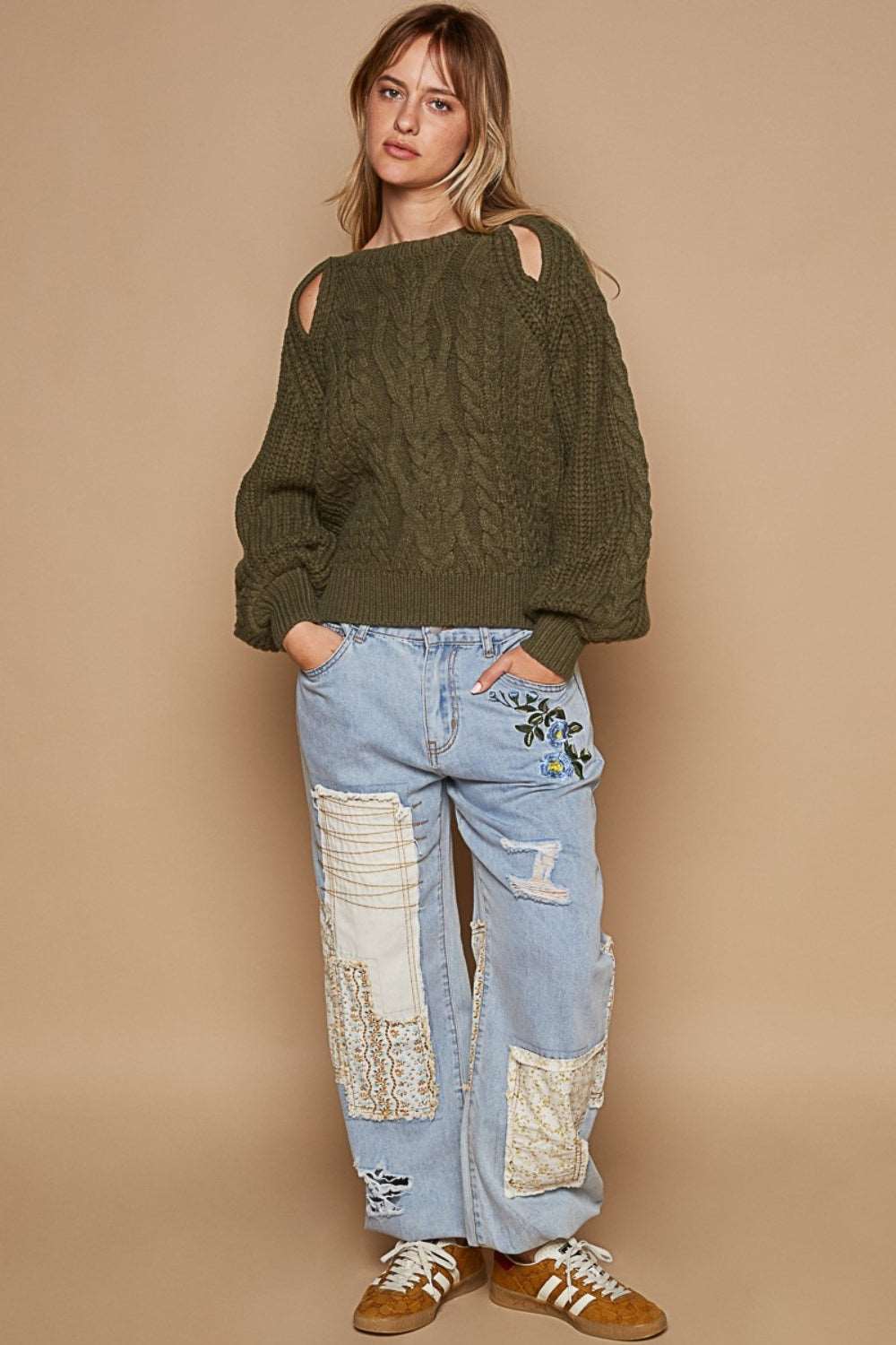 Cable Knit Cutout Sweater