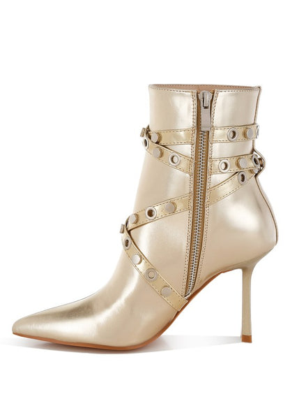 JAUNTS Eyelet & Stud Harness Ankle Boots