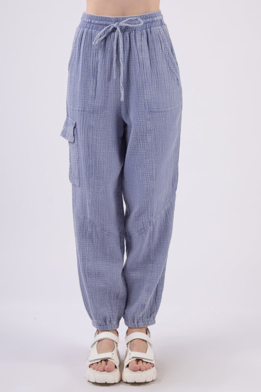 VERY J Washed Gauze Drawstring Pants