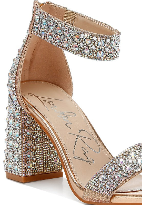 CADY Rhinestone Embellished Block Heel Sandals