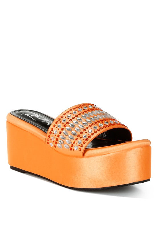 BATANGA Diamante & Rhinestone Detail Flatforms