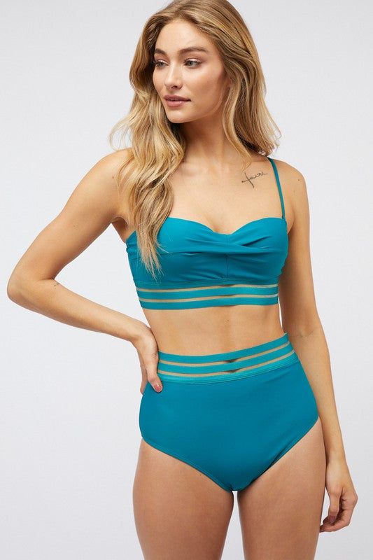 Davi & Dani Solid Two-Piece Swimsuit