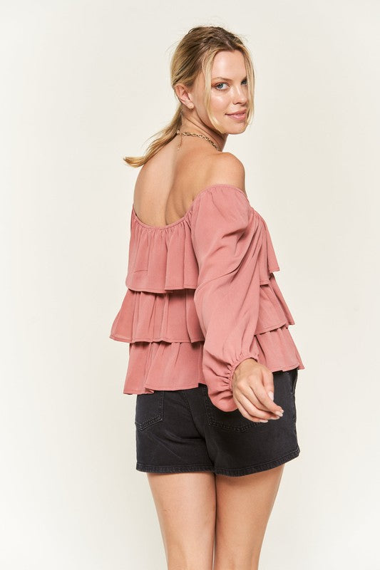 Jade By Jane Tiered Flounce Designed Blouse