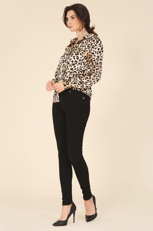 Lilou Satin Leopard Print Blouse