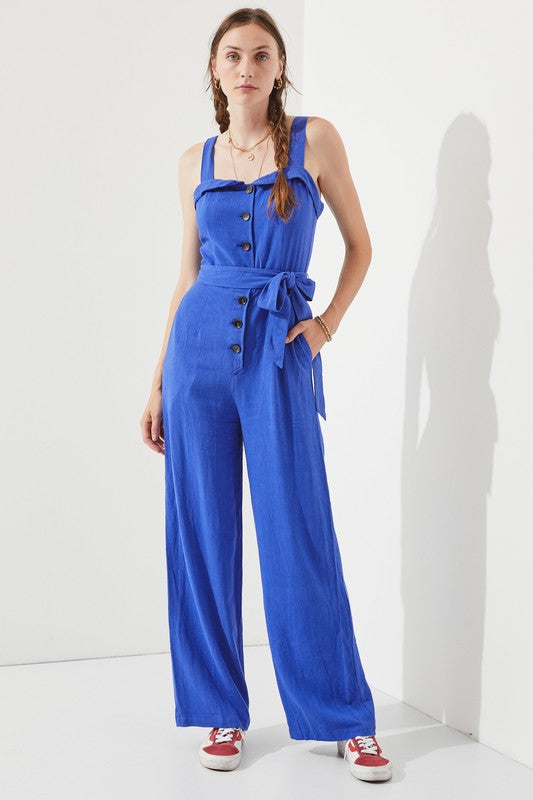 Jade By Jane Sleeveless Button-Down Jumpsuit