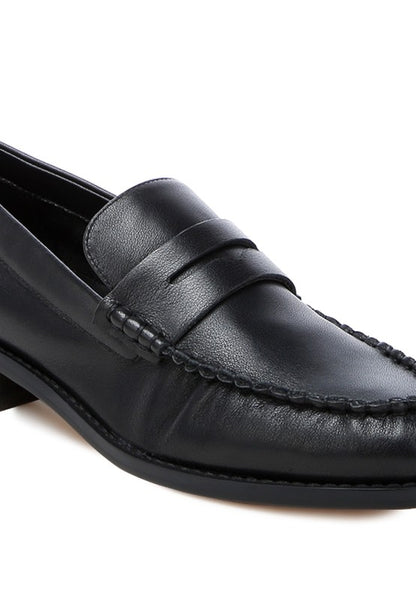 PLAVIA Genuine Leather Penny Loafers