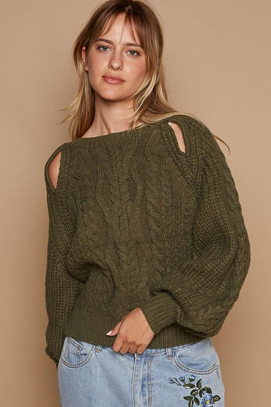 Cable Knit Cutout Sweater