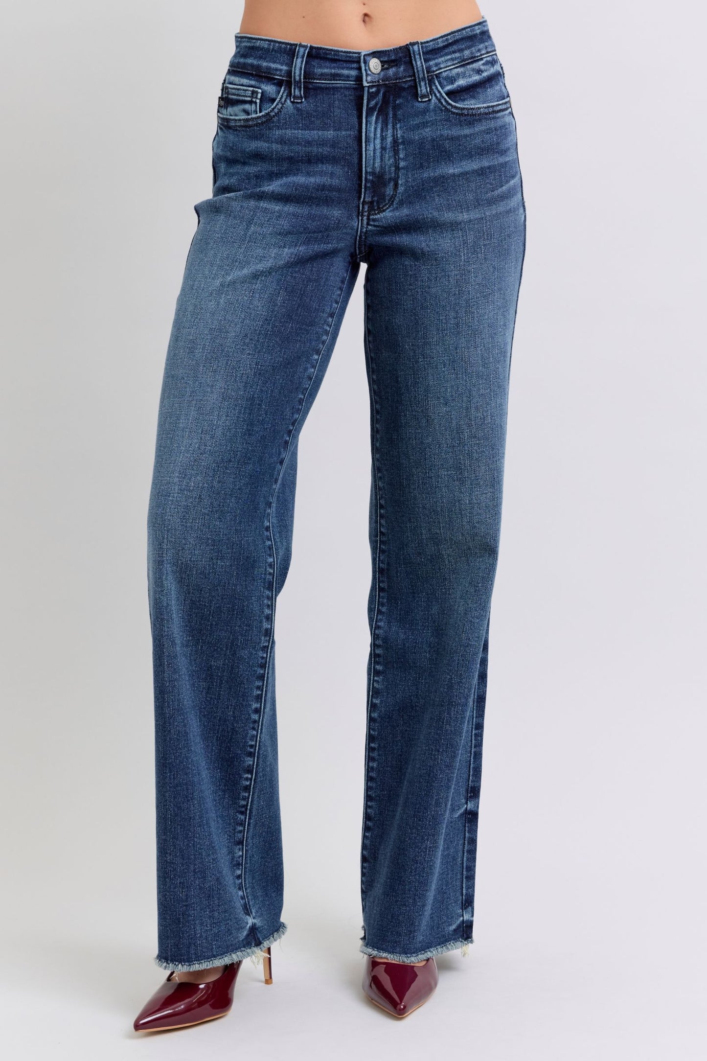 Judy Blue - Full Size Raw Hem Mid Rise Jeans