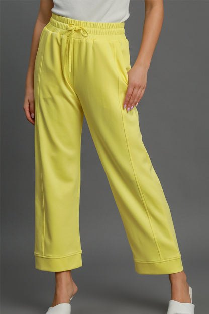 Umgee - Drawstring Elastic Waist Wide Leg Pants