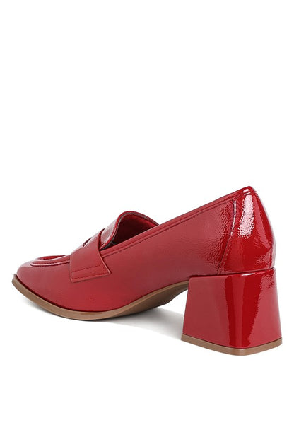 UMDONI Penny Strap Block Heel Loafers