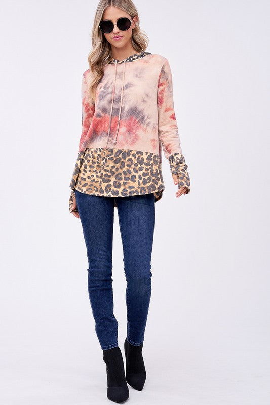 e. Luna Plus Size - Tie Dye Cheetah Print Sweatshirt