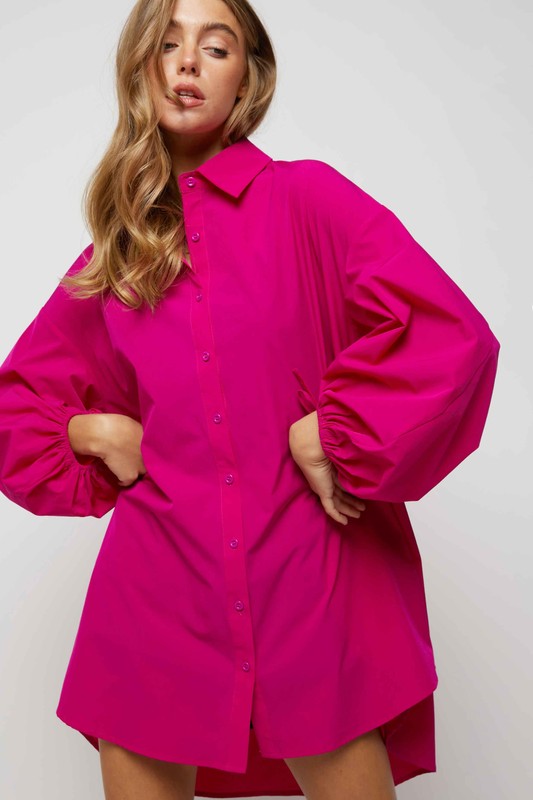 Davi & Dani Puff Sleeve Shirt Dress