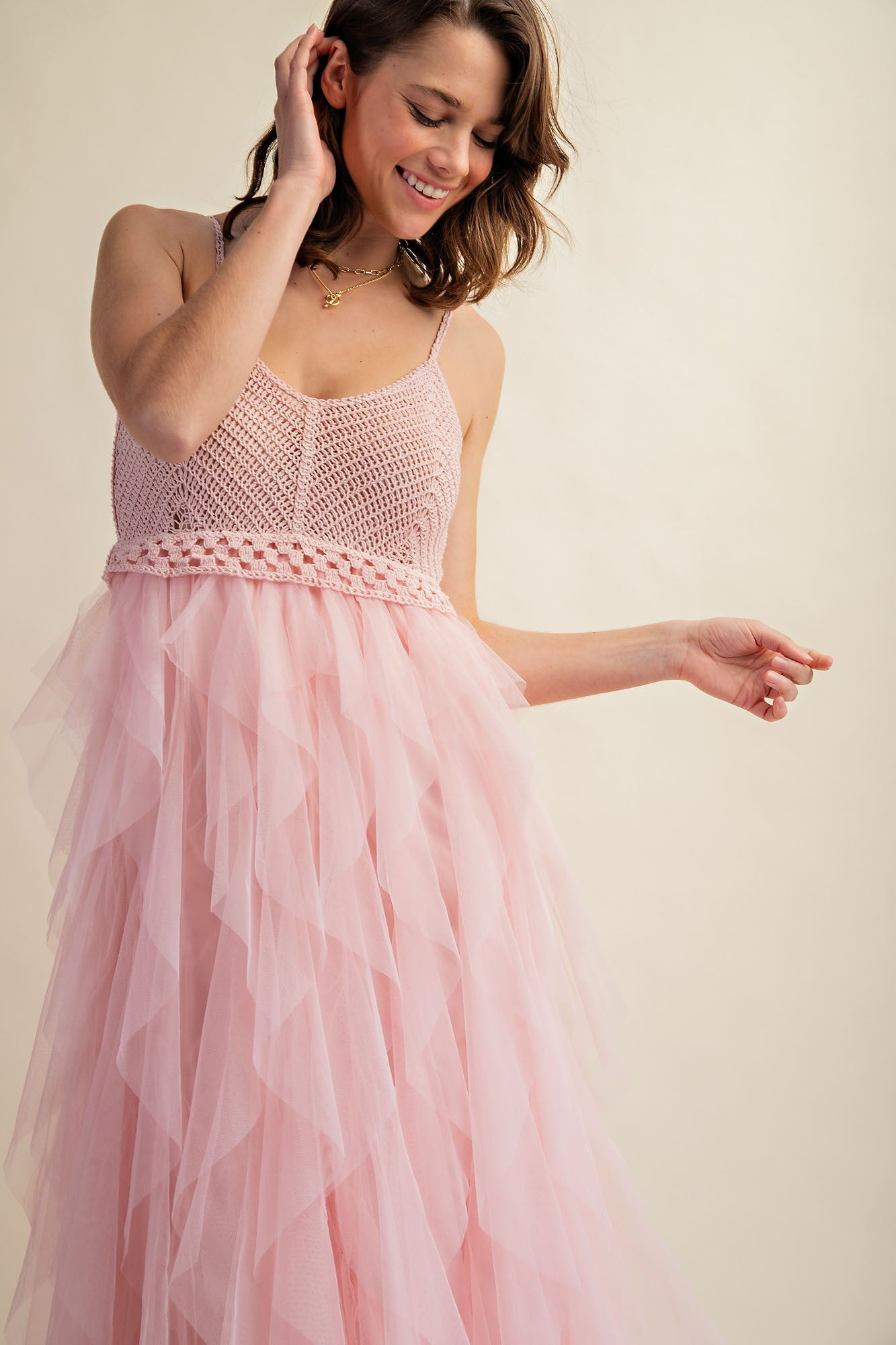 Sweet Generis - LOVELY Tulle Midi Crochet Dress