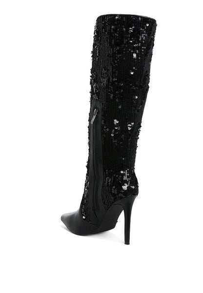 SITARAH Sequin Embellished Stiletto Long Boots