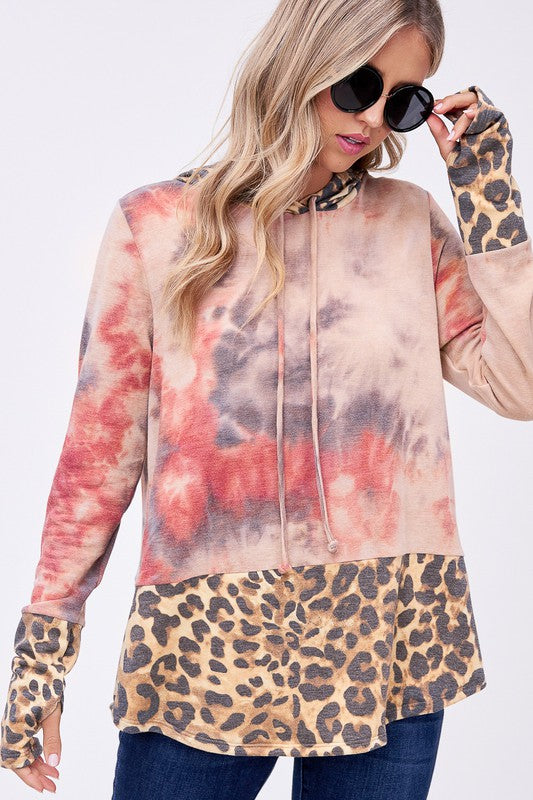 e. Luna Tie Dye Cheetah Print Sweatshirt