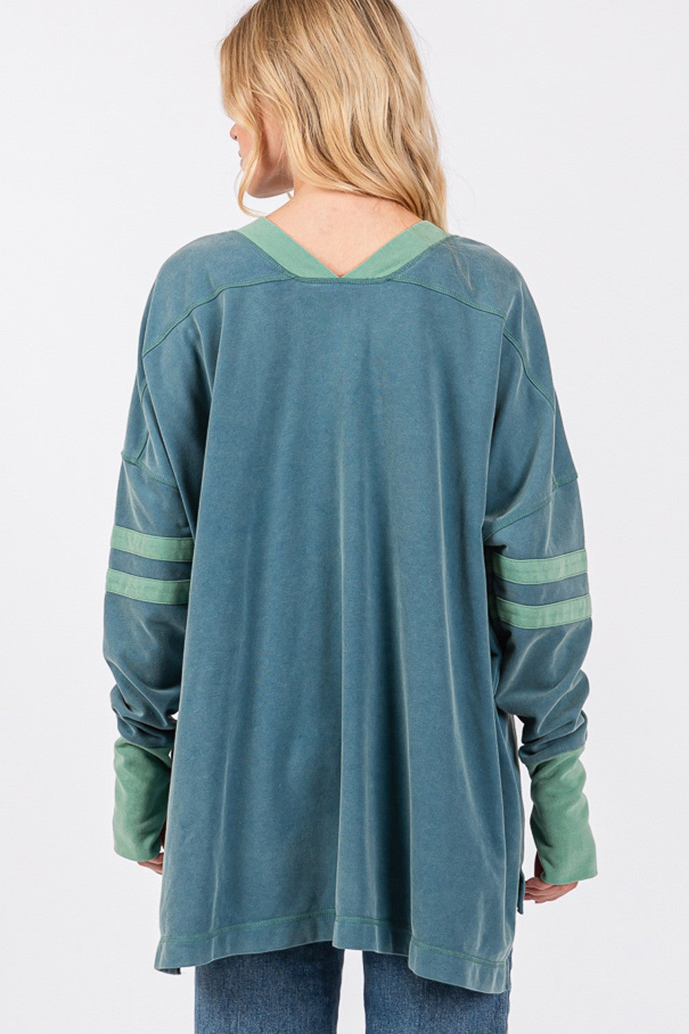 SAGE+FIG Mineral Wash Side Slit Contrast T-Shirt