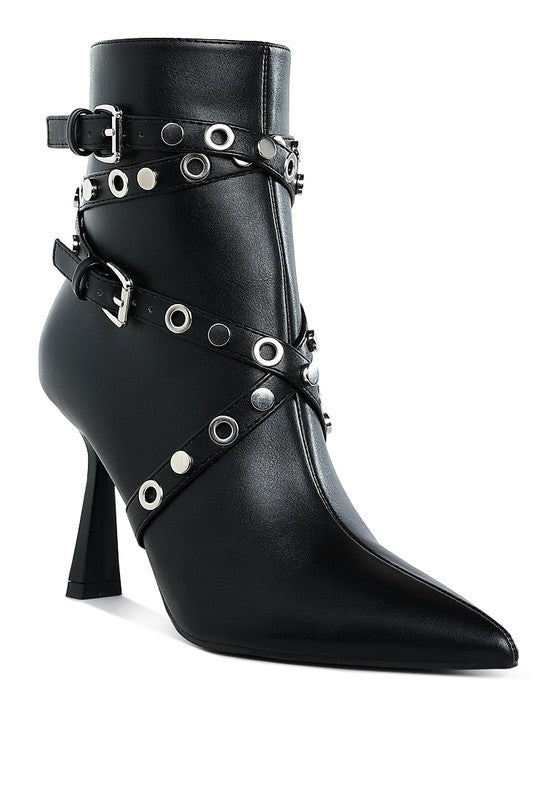 JAUNTS Eyelet & Stud Harness Ankle Boots