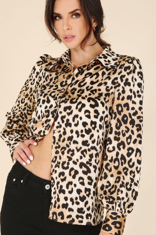 Lilou Satin Leopard Print Blouse