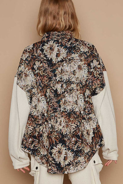 POL Floral Contrast Jacquard Shirt