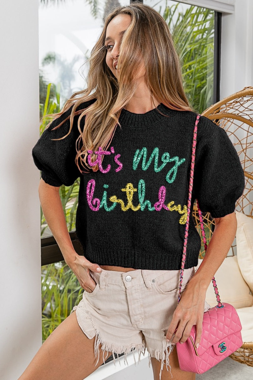 BiBi It's My Birthday Puff Sleeve Sweater