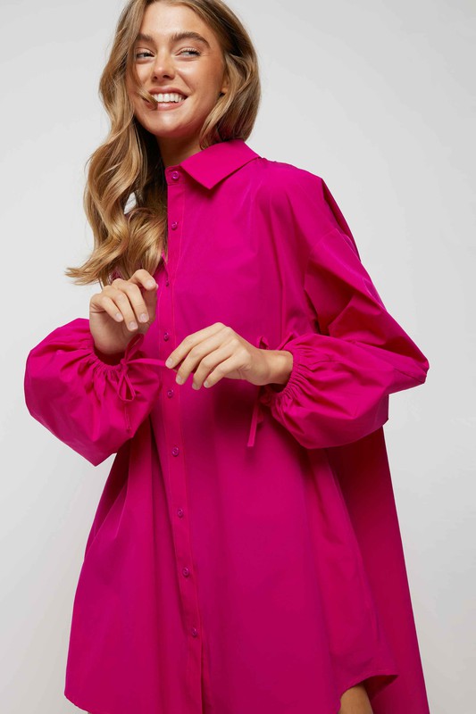 Davi & Dani Puff Sleeve Shirt Dress