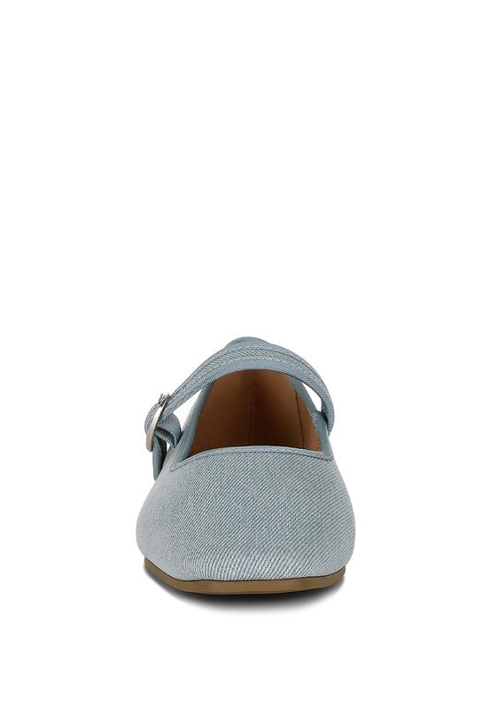 IKER Classic Denim Pin Buckle Ballerinas