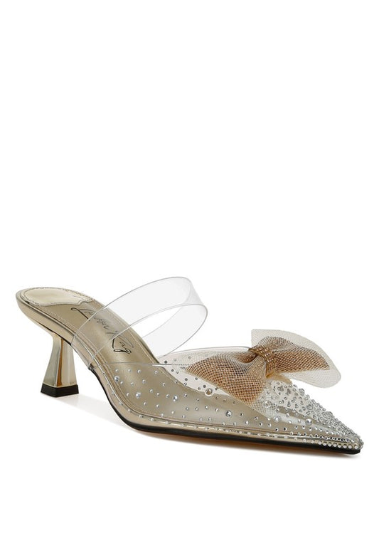 FREJA Embellished Bow Kitten Heels