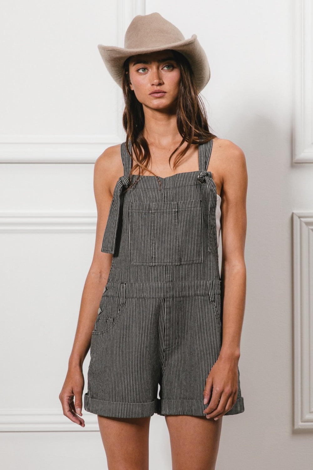 BiBi Tie Strap Denim Shortalls