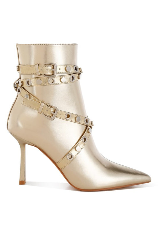 JAUNTS Eyelet & Stud Harness Ankle Boots