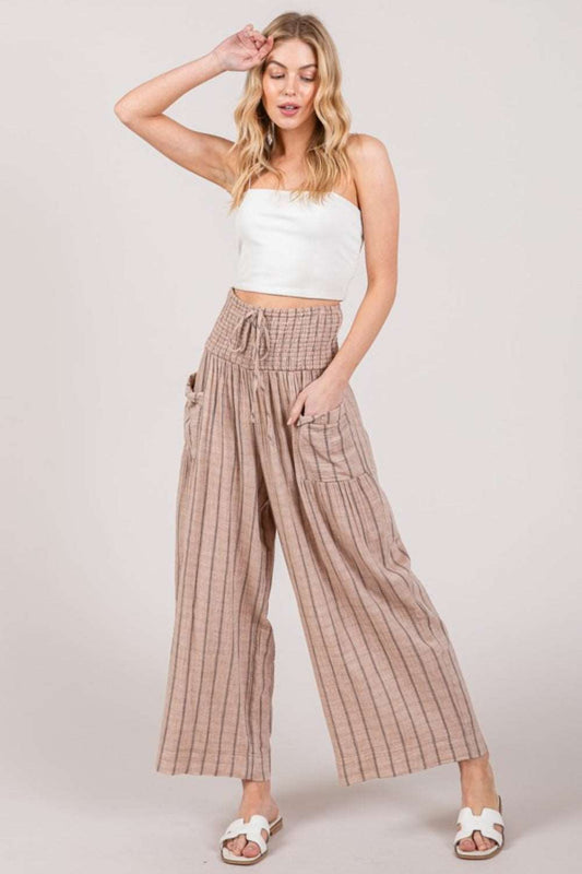 Cotton Gauze Wash Stripe Pants