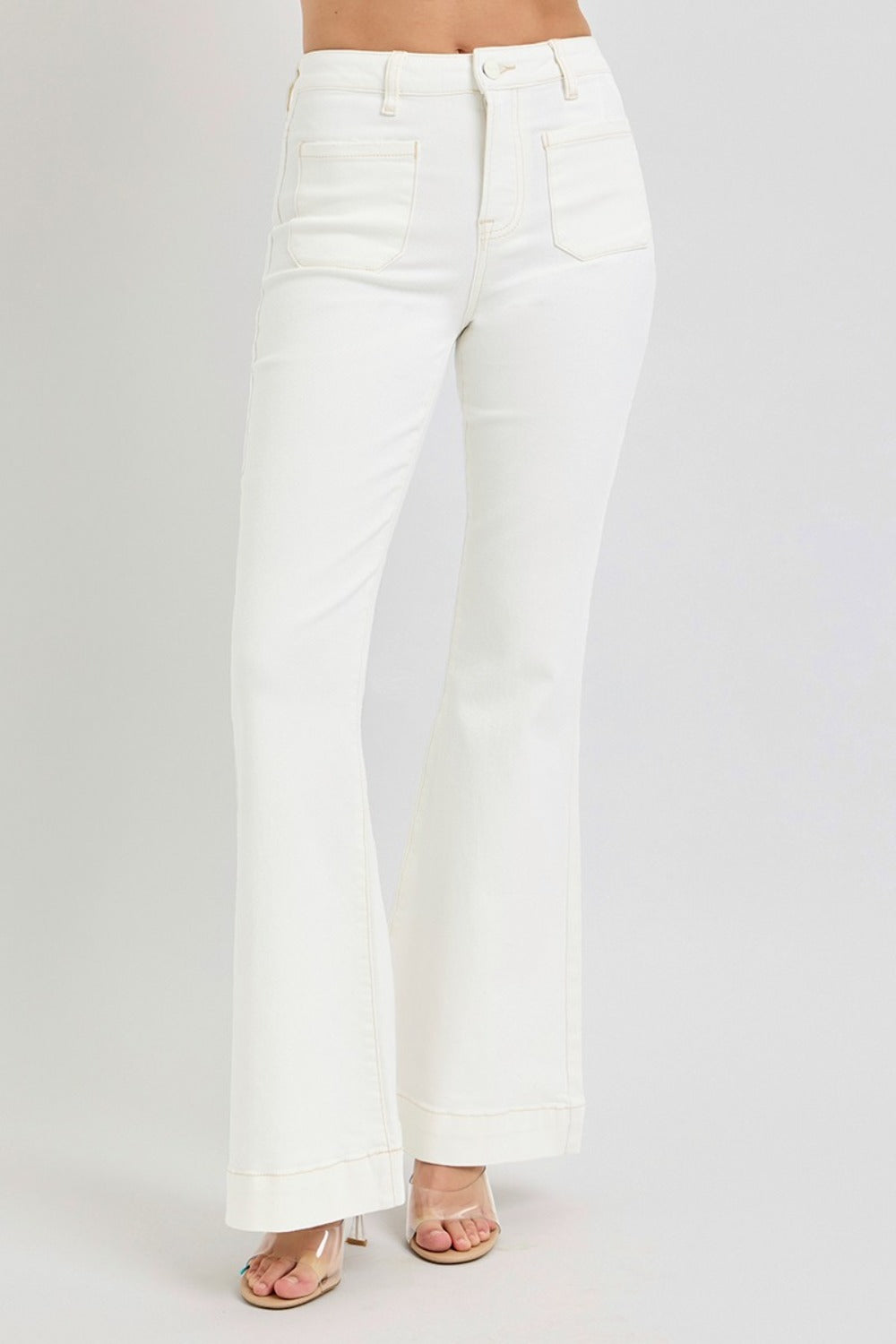 RISEN - Full Size High Rise Front Patch Pocket Flare Jeans