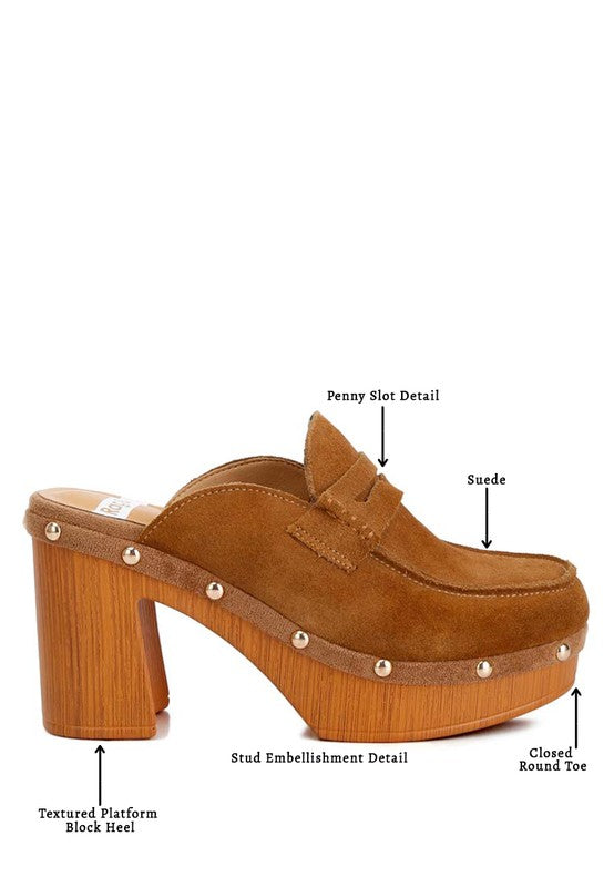 RILEY Suede Platform Clogs