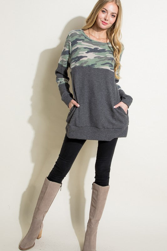 e Luna Cozy Camouflage Mix Top