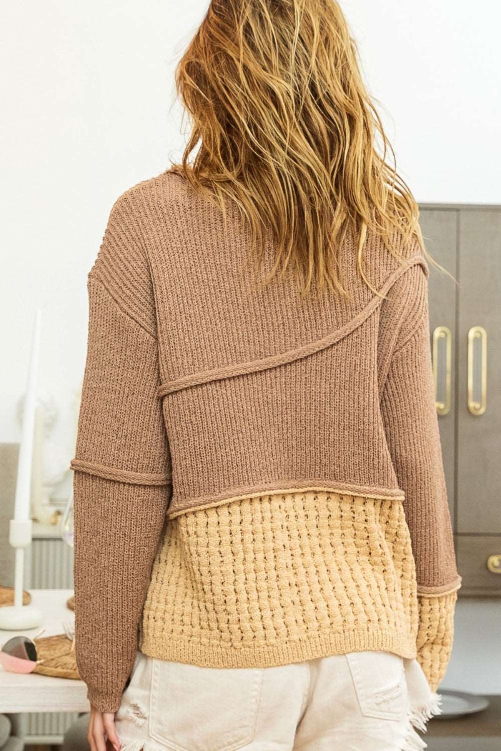 Contrast Drop Shoulder Sweater