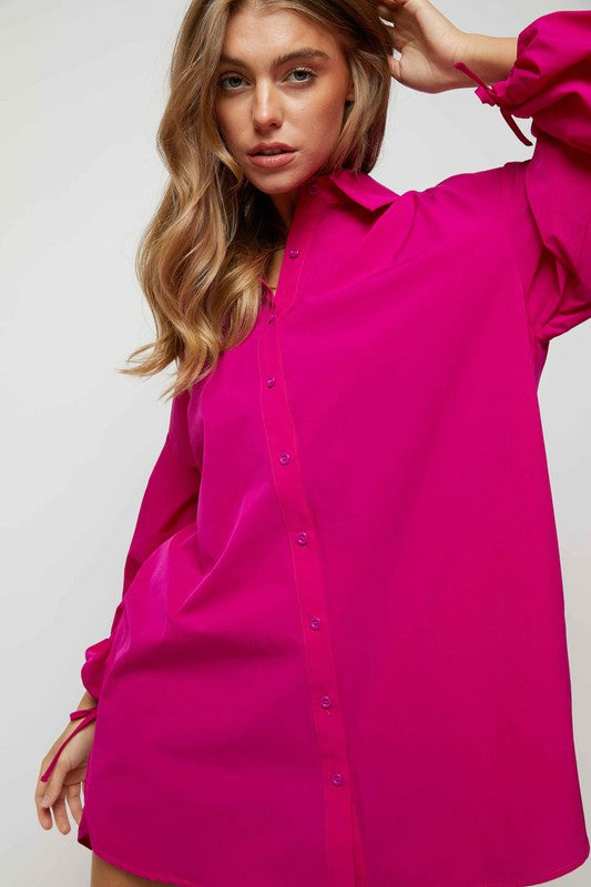 Davi & Dani Puff Sleeve Shirt Dress