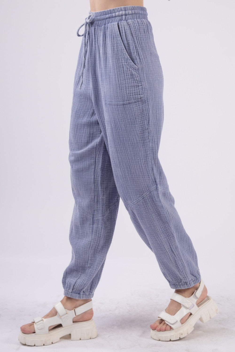 VERY J Washed Gauze Drawstring Pants