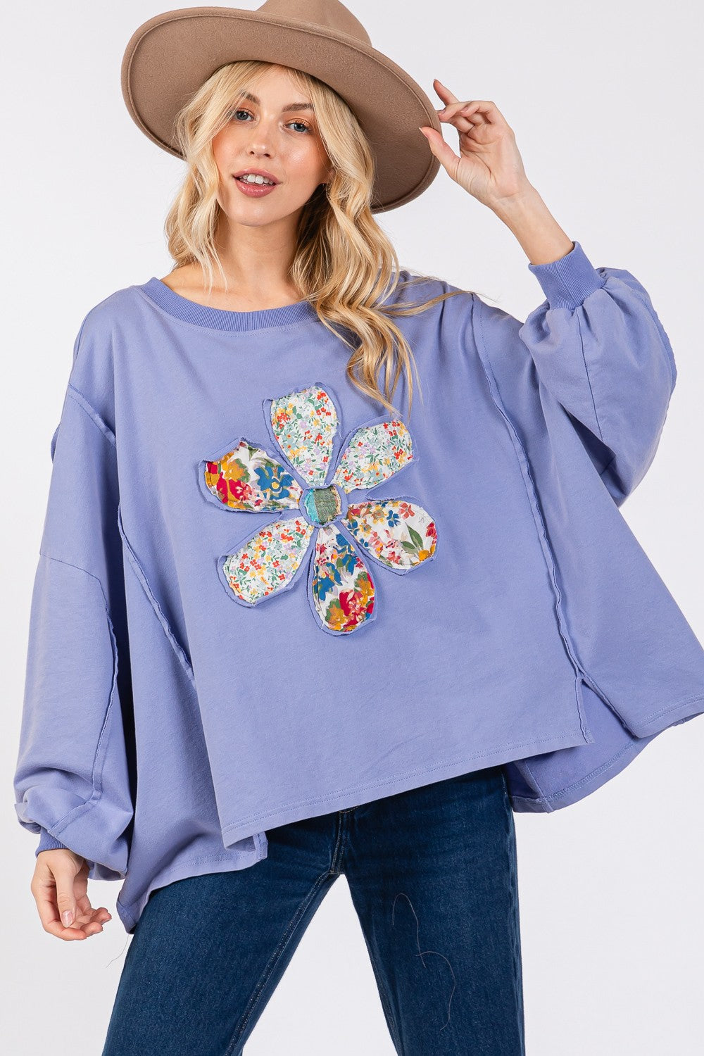 SAGE + FIG - Flower Patch Dropped Shoulder Oversize Top