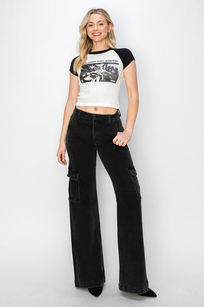 RISEN Full Size Wide Leg Cargo Jeans