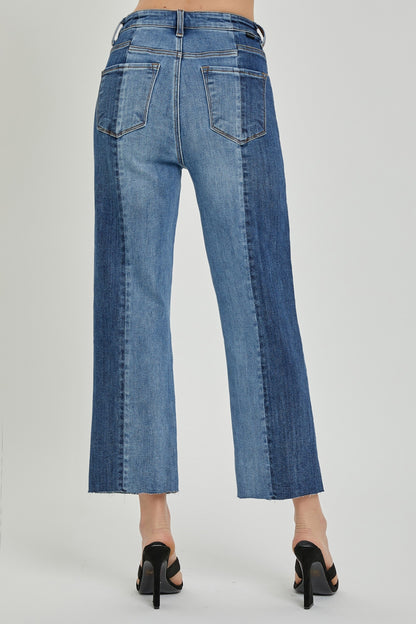 RISEN Full Size Mid-Rise Two-Tone Jeans