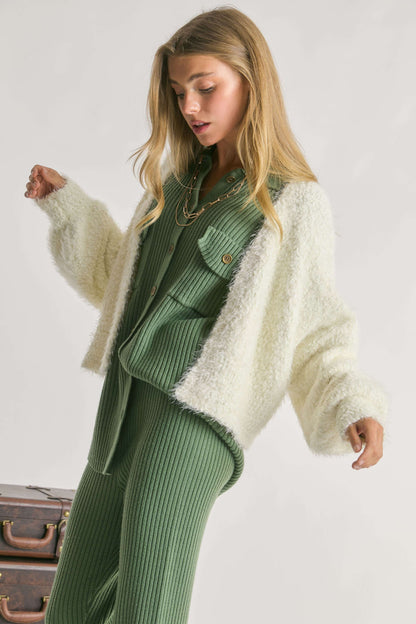 Davi & Dani Soft Fuzzy Eyelash Cardigan