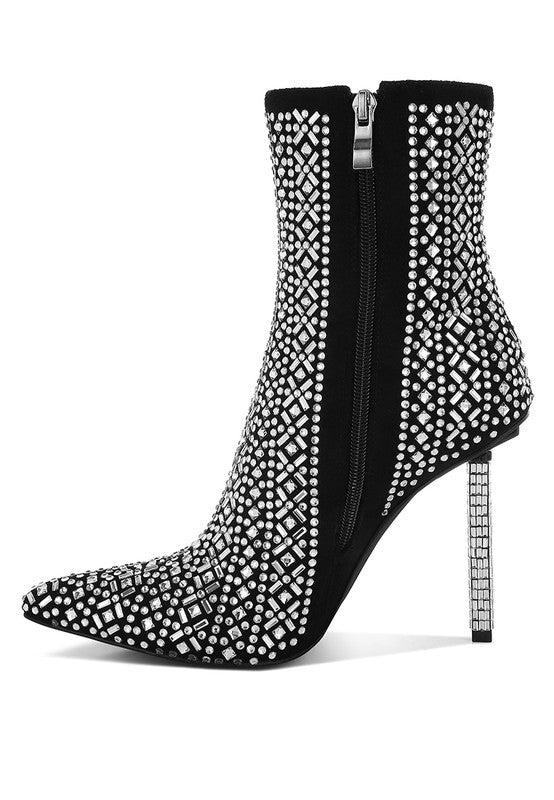 GEM BLAZE Rhinestone Embellished Stiletto Boots