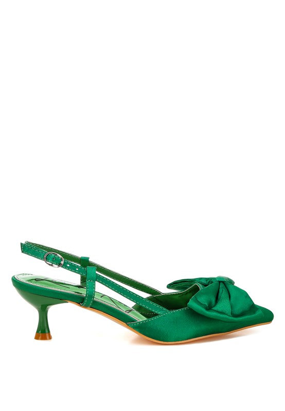 OKSHAK Satin Bow Slingback Sandals