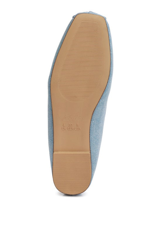 ARIMER Criss Cross Strap Denim Ballet Flats