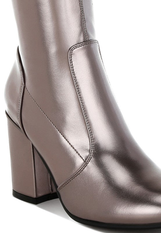 HALARA Metallic Pleather Long Boots