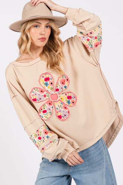 SAGE + FIG Daisy Patch Applique Sweatshirt