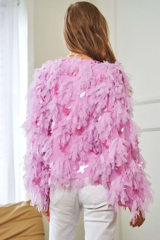 Davi & Dani Fluffy Tiered Ruffle Party Jacket