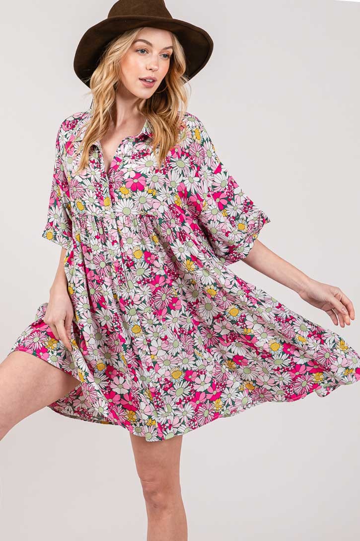 SAGE + FIG Floral Mini Shirt Dress