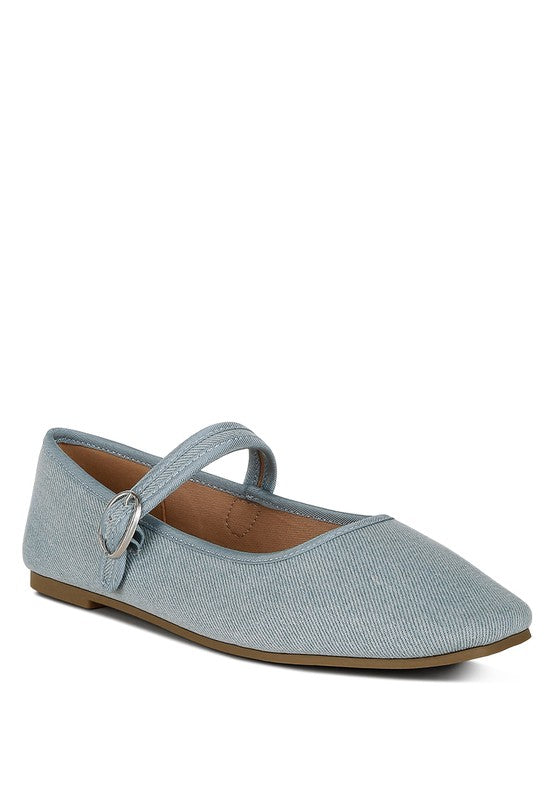 IKER Classic Denim Pin Buckle Ballerinas