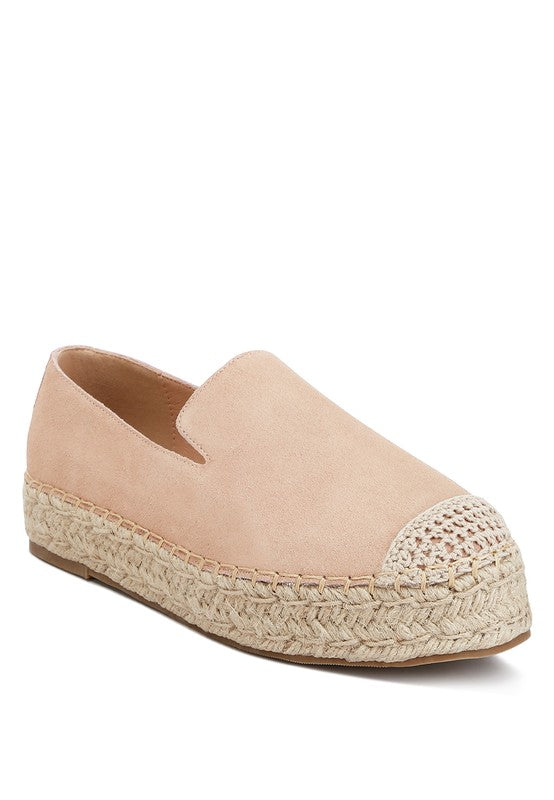 ELLERIE Suede Flatform Heel Espadrilles