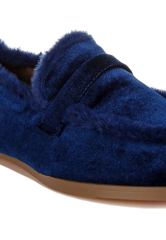 BASTIAN Fur Detail Velvet Loafers